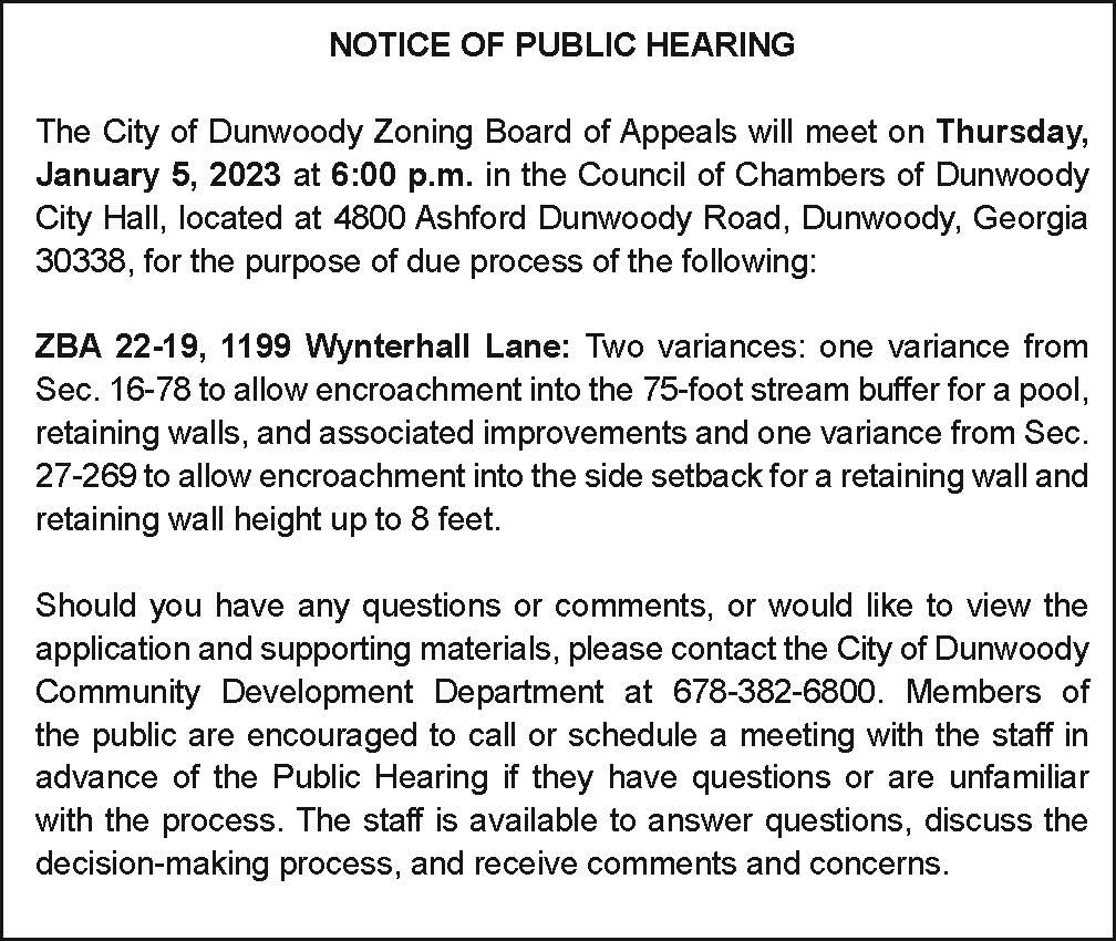 Public Hearing: Zoning Board of Appeals January 5th